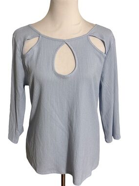 Lascana Women's Light Blue Cutout Long-Sleeve Blouse